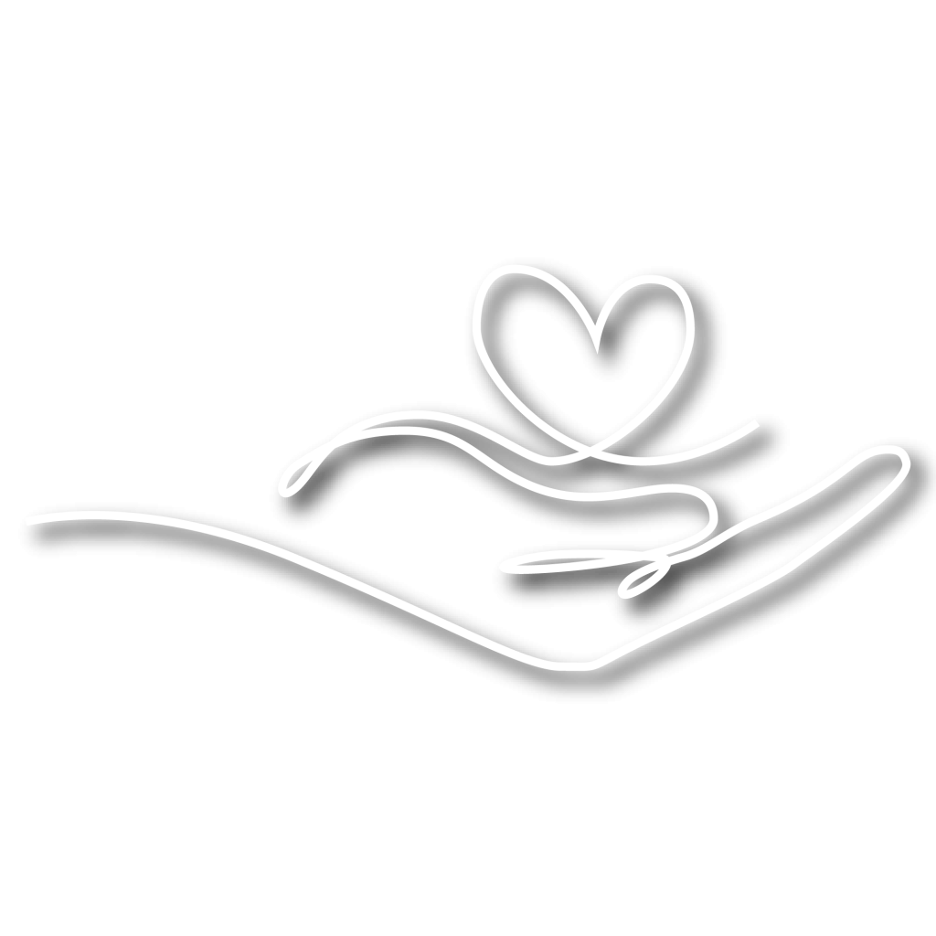 Stencil of a hand holding a heart symbol